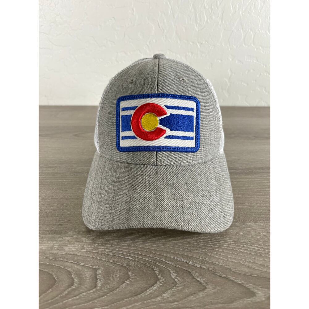 Colorado‎ State Flag Gray White Men's Snapback Trucker Hat- EUC